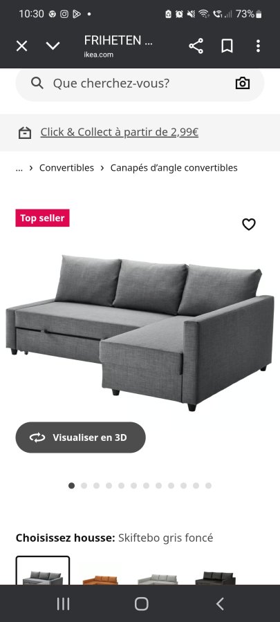 Illustration de Canapé d'angle Ikéa gris clair 