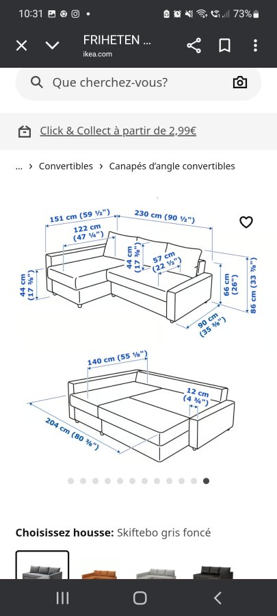 Illustration de Canapé d'angle Ikéa gris clair 