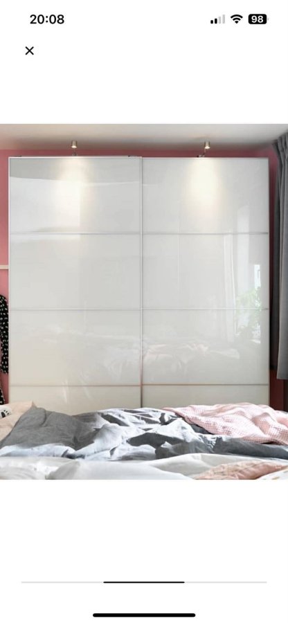 Illustration de 2 panneaux pour porte Coulissante - verre Blanc - 100 x 236cm - IKEA 