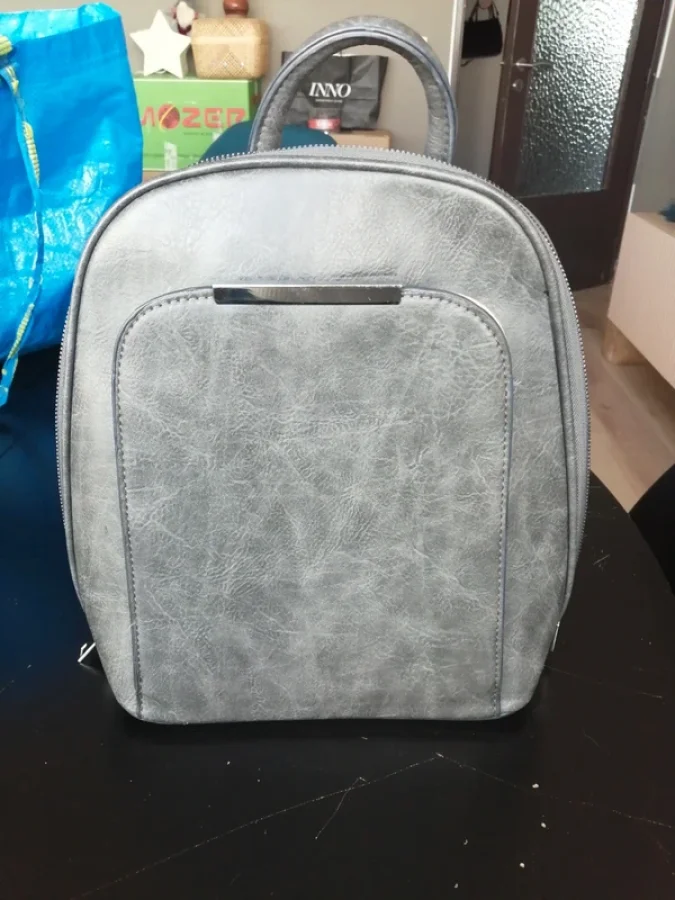 Illustration de Sac à main/ sac à dos gris 
